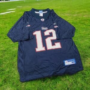 New England Patriots Jersey Mens XL Tom Brady Reebok NFL Equipment #12 GOAT